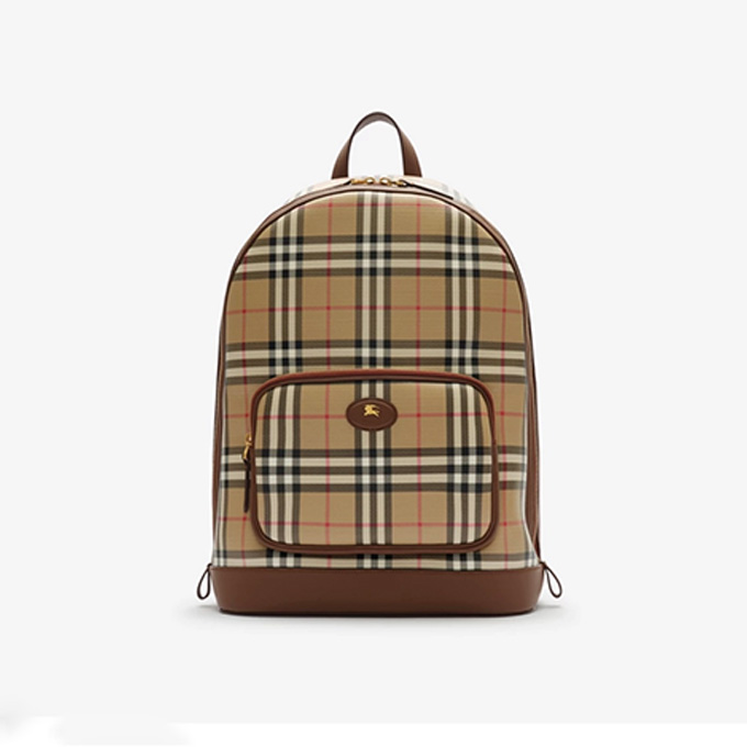 burberry vintage check canvas leather trim backpack